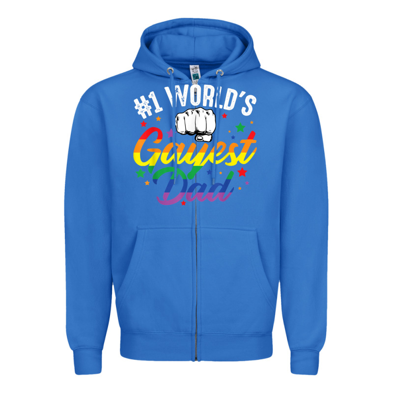 1 Worlds Gayest Dad Funny Fathers Day Lgbt Pride R Zipper Hoodie by tuanDangUi | Teevron
