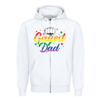 White 1 worlds gayest dad funny fathers day lgbt pride r Zipper Hoodie - tuanDangUi