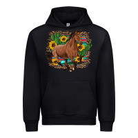 Black western horse cactus sunflowers serape leopard  turquoise wooden Urban Hoodie - Artiststas