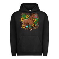 Pigment Black western horse cactus sunflowers serape leopard  turquoise wooden Urban Hoodie - Artiststas