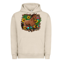 Pigment French Oak western horse cactus sunflowers serape leopard  turquoise wooden Urban Hoodie - Artiststas