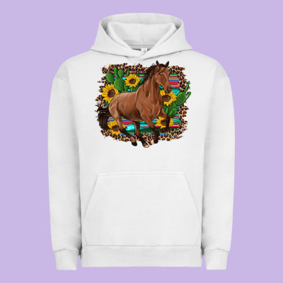 Western Horse Cactus Sunflowers Serape Leopard  Turquoise Wooden Urban Hoodie Designed By Artiststas