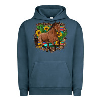 Pigment Midnight Navy western horse cactus sunflowers serape leopard  turquoise wooden Urban Hoodie - Artiststas