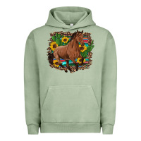 Pigment Oil Green western horse cactus sunflowers serape leopard  turquoise wooden Urban Hoodie - Artiststas