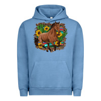Pigment Pebble Blue western horse cactus sunflowers serape leopard  turquoise wooden Urban Hoodie - Artiststas