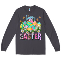 Smoke Happy Easter with eggs Easter Day Long Sleeve Tee - HowdyJamesFarm