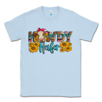 Dusty Blue Western Howdy Heifer With Charolais Cow Classic Tee - LillyAllenDesigns