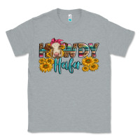 Heather Grey Western Howdy Heifer With Charolais Cow Classic Tee - LillyAllenDesigns