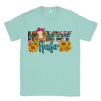 Seafoam Western Howdy Heifer With Charolais Cow Classic Tee - LillyAllenDesigns