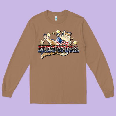 Meowica Cat 4th Of July Long Sleeve Tee Designed By Howdyjamesfarm