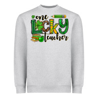 Heather Grey St. Patrick's One lucky Teacher Heavyweight Sweatshirt - OliviaCreatesArt