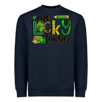 Navy St. Patrick's One lucky Teacher Heavyweight Sweatshirt - OliviaCreatesArt