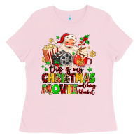 Bubblegum Pink this is my christmas movie watching blanket Ladies Tee - MaliasSmallBusiness