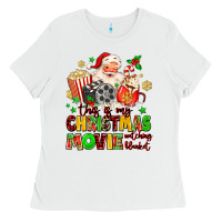 White this is my christmas movie watching blanket Ladies Tee - MaliasSmallBusiness