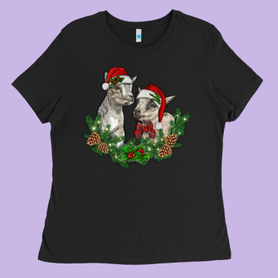 Christmas Baby Goats Ladies Tee Designed By Ranaportraitstore
