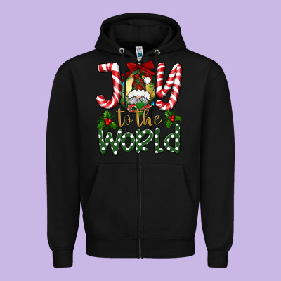 Joy To The World Zipper Hoodie Designed By Bundleandbundleshop