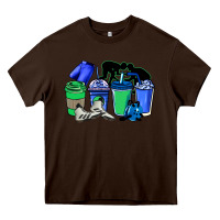 Chocolate Brown wrestling coffee cups Heavy Core Tee - NancyCooperArtShop