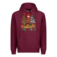 Burgundy merry christmas with western trees bbs Premium Hoodie - BundleAndBundleShop