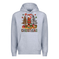 Heather Grey merry christmas with western trees bbs Premium Hoodie - BundleAndBundleShop