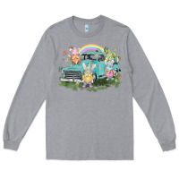 Heather Grey Easter gnomies with truck Easter Day Long Sleeve Tee - HowdyJamesFarm