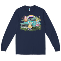 Navy Easter gnomies with truck Easter Day Long Sleeve Tee - HowdyJamesFarm