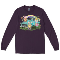 Plum Easter gnomies with truck Easter Day Long Sleeve Tee - HowdyJamesFarm