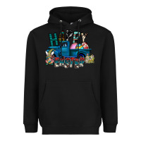 Black Happy Easter  truck Heavyweight Hoodie - CowhideDigitalArt