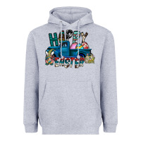 Heather Grey Happy Easter  truck Heavyweight Hoodie - CowhideDigitalArt