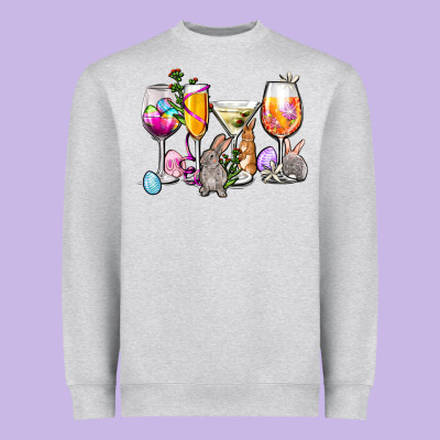 Easter Wine Glasses Heavyweight Sweatshirt Designed By Oliviacreatesart