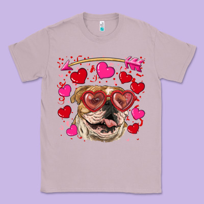 Valentine's Day  Brown English Bulldog Classic Tee Designed By Ranaportraitstore