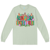 Matcha Happy Easter with plate letters Easter Day Long Sleeve Tee - HowdyJamesFarm