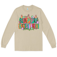 Mushroom Happy Easter with plate letters Easter Day Long Sleeve Tee - HowdyJamesFarm