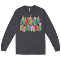 Smoke Happy Easter with plate letters Easter Day Long Sleeve Tee - HowdyJamesFarm