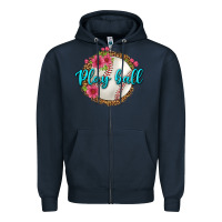 Navy play ball baseball Zipper Hoodie - BundleAndBundleShop