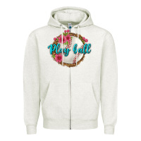 Oatmeal Heather play ball baseball Zipper Hoodie - BundleAndBundleShop