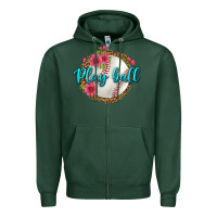 Sports Green play ball baseball Zipper Hoodie - BundleAndBundleShop