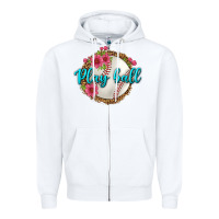 White play ball baseball Zipper Hoodie - BundleAndBundleShop