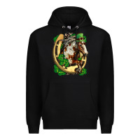 Black Horse with horseshoe st patricks day Premium Hoodie - FaDigitalArtStudio