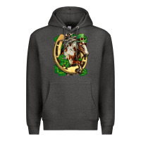 Charcoal Heather Horse with horseshoe st patricks day Premium Hoodie - FaDigitalArtStudio