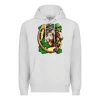 Dove Grey Horse with horseshoe st patricks day Premium Hoodie - FaDigitalArtStudio
