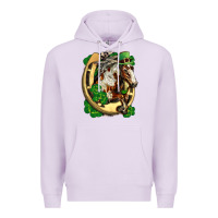 Lilac Horse with horseshoe st patricks day Premium Hoodie - FaDigitalArtStudio