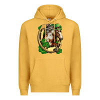 Mustard Horse with horseshoe st patricks day Premium Hoodie - FaDigitalArtStudio