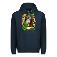 Navy Horse with horseshoe st patricks day Premium Hoodie - FaDigitalArtStudio