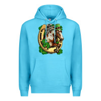 Ocean Blue Horse with horseshoe st patricks day Premium Hoodie - FaDigitalArtStudio