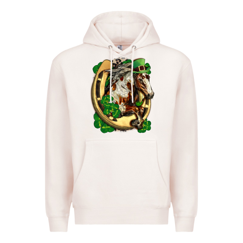 Horse With Horseshoe St Patricks Day Premium Hoodie by FaDigitalArtStudio | Teevron