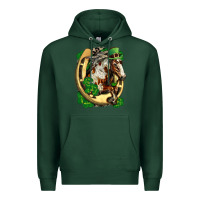 Sports Green Horse with horseshoe st patricks day Premium Hoodie - FaDigitalArtStudio