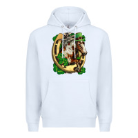 White Horse with horseshoe st patricks day Premium Hoodie - FaDigitalArtStudio