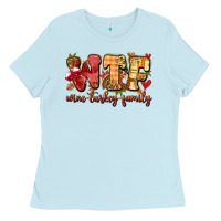 Baby Blue funny thanksgiving wine turkey family Ladies Tee - MaliasSmallBusiness