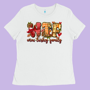 Funny Thanksgiving Wine Turkey Family Ladies Tee Designed By Maliassmallbusiness