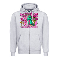 Heather Grey my first valentine's day dragon Zipper Hoodie - FaDigitalArtStudio